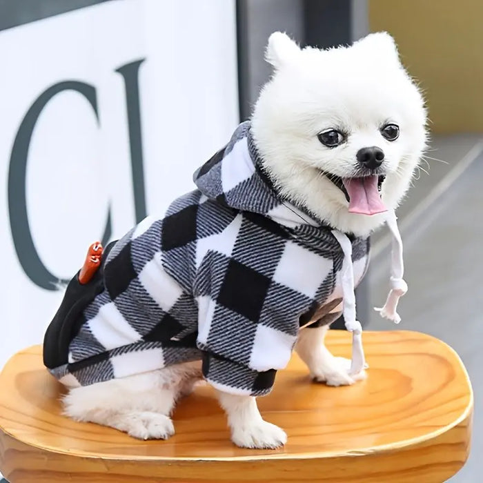 Pet Sweatshirt – Plaid Hoodie with Pocket for Dogs & Cats