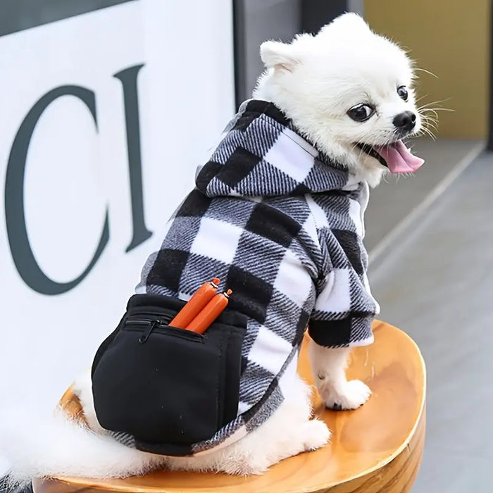 Pet Sweatshirt – Plaid Hoodie with Pocket for Dogs & Cats