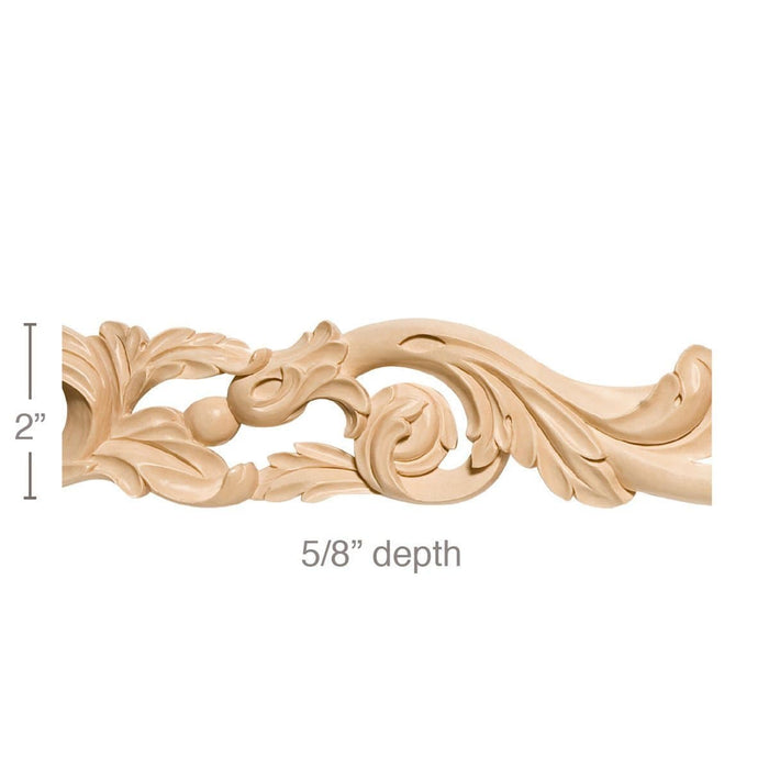 Pierced Acanthus Scrolls Frieze, 2"w x 5/8"d x 8' length, Resin is priced per 8' length Carved Mouldings White River Hardwoods Maple