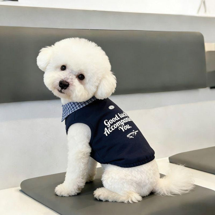 Plaid Collar Pet Vest – Classic Preppy Shirt for Cats & Dogs Fursera