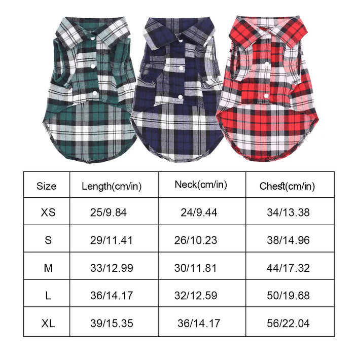 Plaid Pet Shirt – Stylish Dog T-Shirt for Small & Medium Dogs