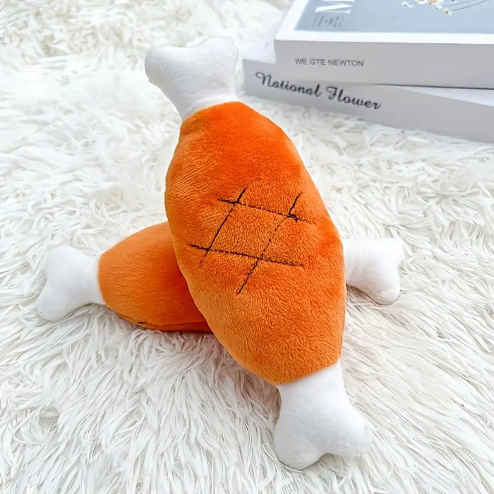 Plush Squeaky Dog Toy – Chicken Leg Chew Toy for Pets