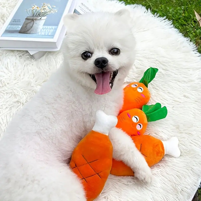 Plush Squeaky Dog Toy – Chicken Leg Chew Toy for Pets