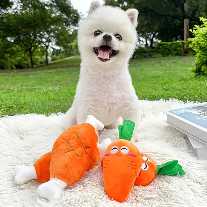 Plush Squeaky Dog Toy – Chicken Leg Chew Toy for Pets