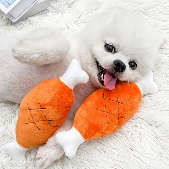 Plush Squeaky Dog Toy – Chicken Leg Chew Toy for Pets