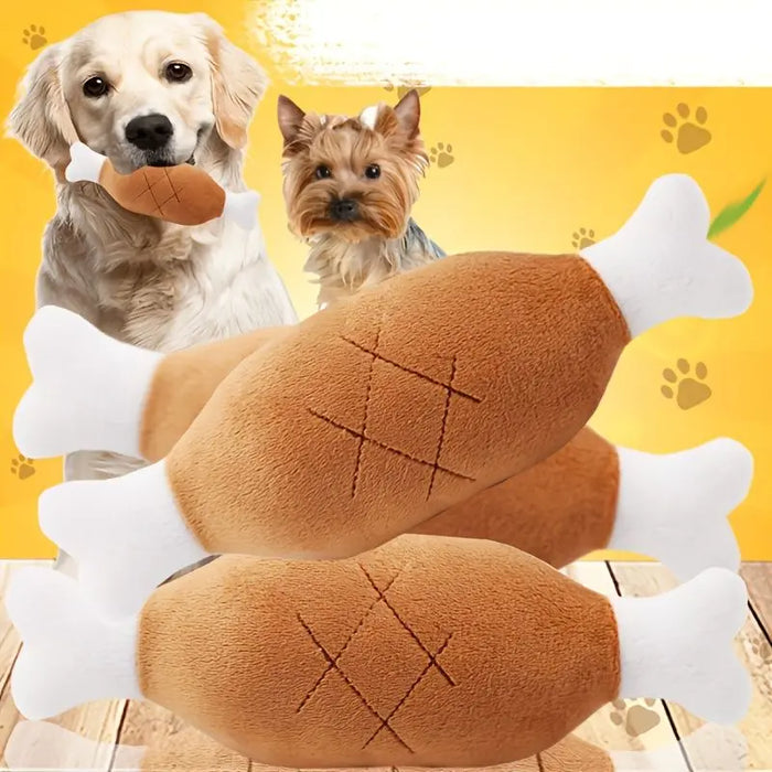 Plush Squeaky Dog Toy – Chicken Leg Chew Toy for Pets
