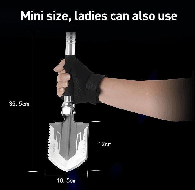 Portable Military Folding Shovel with Tactical Waist Pack & Multi-Tools