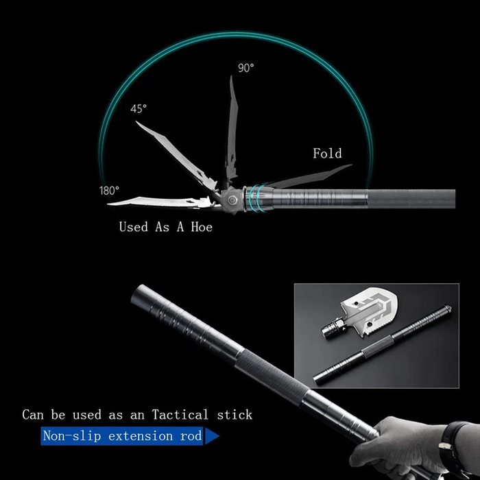 Portable Military Folding Shovel with Tactical Waist Pack & Multi-Tools