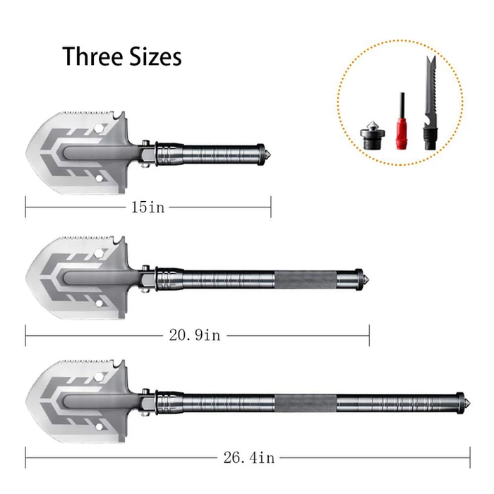Portable Military Folding Shovel with Tactical Waist Pack & Multi-Tools