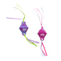 The Quirky Kitty Chilly Chasers 2pk – Freeze & Play Cat Toy Set includes two vibrant toys with long ribbon streamers, in blue-purple and pink—perfect for engaging your playful feline!.