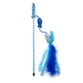 The Quirky Kitty Cool Shark Wand by Quirky Kitty is an interactive cooling cat toy with catnip, featuring a fish-shaped teaser and blue feathery streamers for hours of engaging feline play.