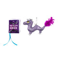 The Quirky Kitty Fairy Tail Romance 2pk Cat Toy Set with Catnip features a purple book-shaped cat toy and a sparkly dragon plush with silver wings—a whimsical duo from Quirky Kitty, perfect for your cat’s magical playtime.