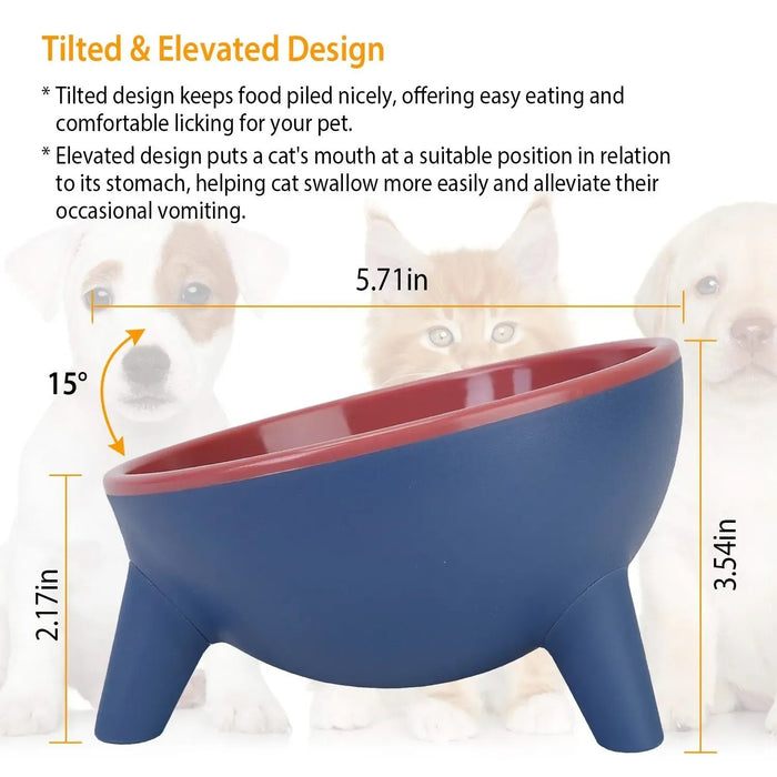 Raised Pet Bowl – Tilted Feeding Bowl for Cats & Small Dogs