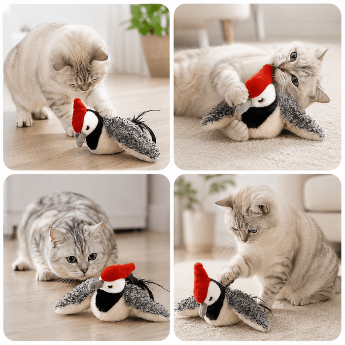 Realistic Chirping Bird Cat Toy with Flapping Wings Fursera