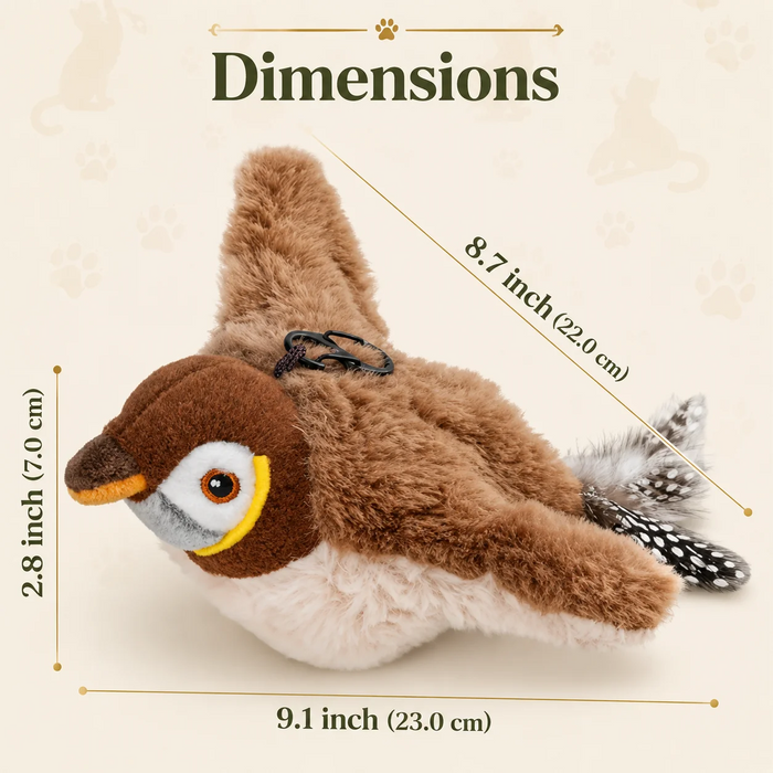 Realistic Chirping Bird Cat Toy with Flapping Wings Fursera