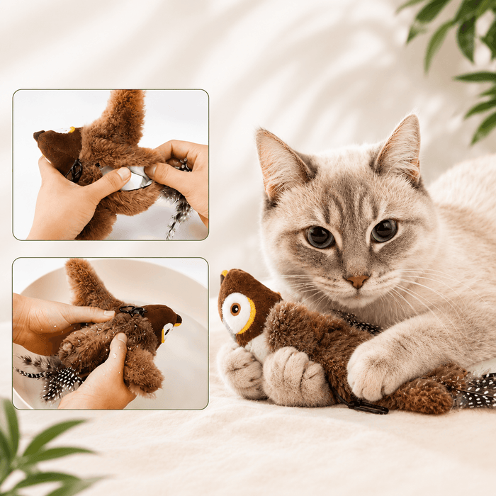 Realistic Chirping Bird Cat Toy with Flapping Wings Fursera