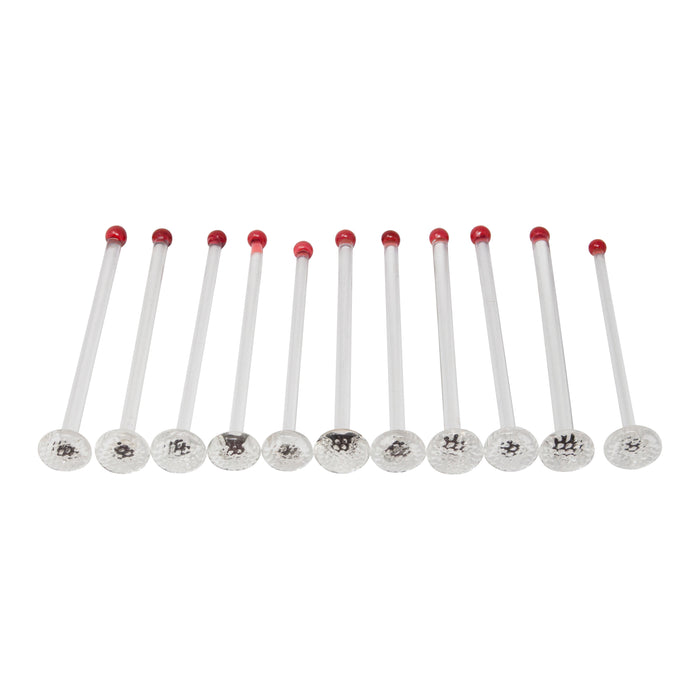 Vintage Hand Painted Red Ball Top Glass Muddler Stir Sticks | The Hour