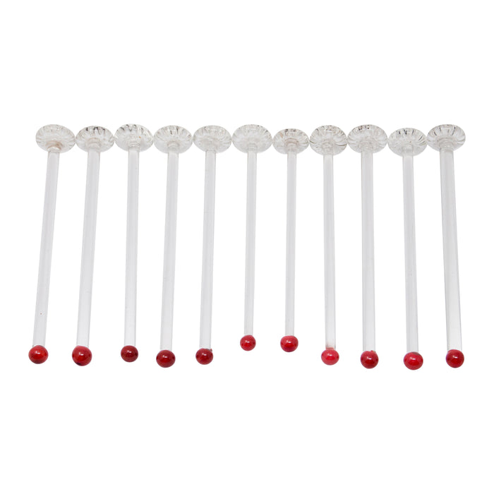 11 Art Deco Vintage Red Ball Top Glass Muddler Stir Sticks | The Hour