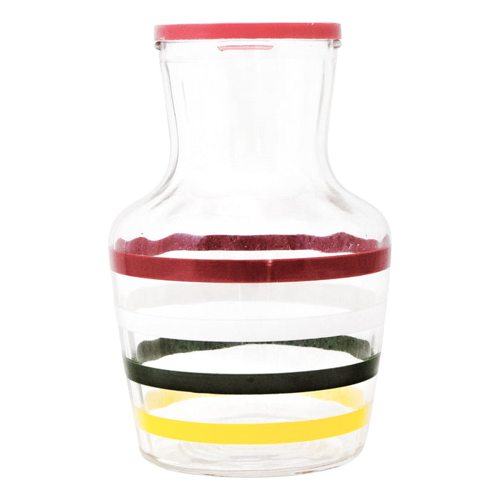 Vintage Red Lid Striped Decanter Front | The Hour Shop