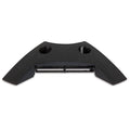 Petmates Replacement Vent for Indigo Shelter is a black plastic component with a curved design, featuring two round holes on top and a rectangular opening near the bottom. Shaped like an arch or handle with a central cutout, it fits smoothly as a replacement vent in various Indigo Dog House sizes.