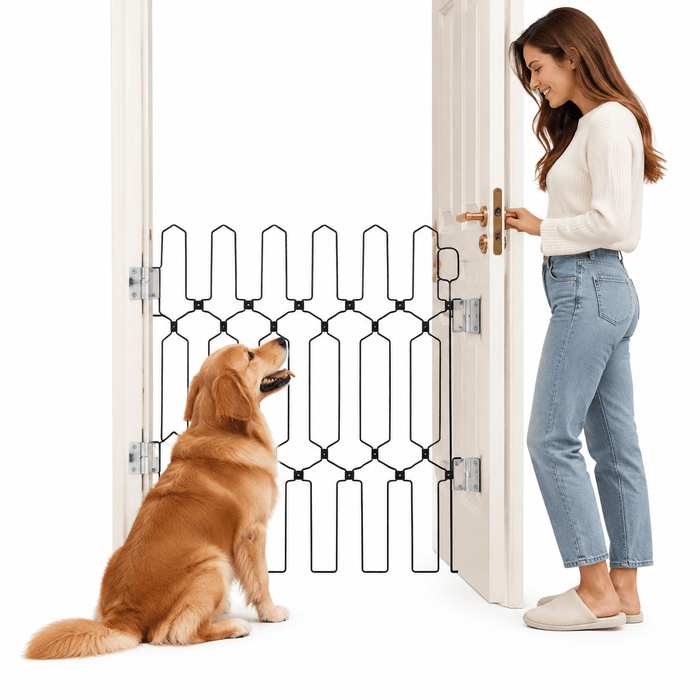 Retractable Dog Gate for Front Door – Tall Metal Pet Safety Barrier Fursera