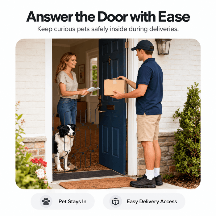 Retractable Dog Gate for Front Door – Tall Metal Pet Safety Barrier Fursera
