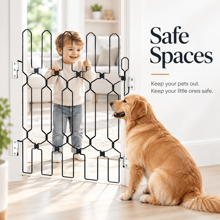 Retractable Dog Gate for Front Door – Tall Metal Pet Safety Barrier Fursera