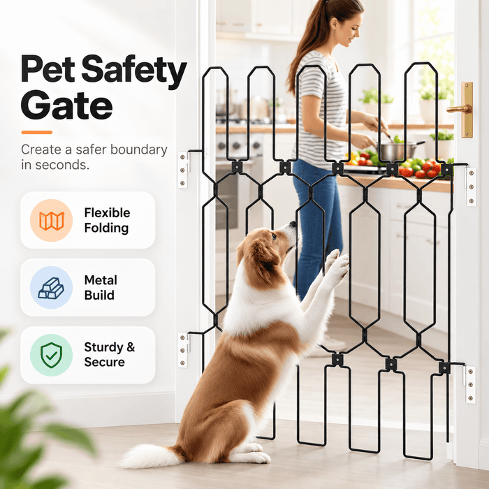 Retractable Dog Gate for Front Door – Tall Metal Pet Safety Barrier Fursera