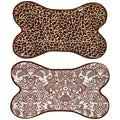 freckled sage leopard / toile brown reversible oilcloth dog mat