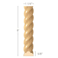 Rope Half Round, 1 1/4"w x 5/8"d x 8' length, Resin is priced per 8' length Carved Mouldings White River Hardwoods