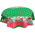 freckled sage round backyard green oilcloth tablecloth