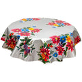 freckled sage round christmas poinsettia silver oilcloth tablecloth
