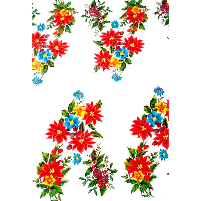 freckled sage christmas poinsettia white oilcloth swatch