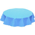 freckled sage round houndstooth blue oilcloth tablecloth