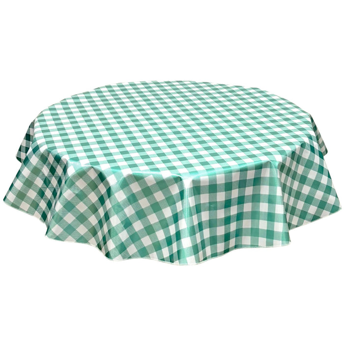 freckled sage round metallic mint green oilcloth tablecloth