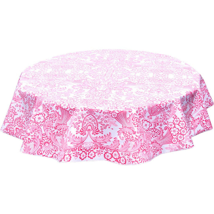 freckled sage round toile pink oilcloth tablecloth