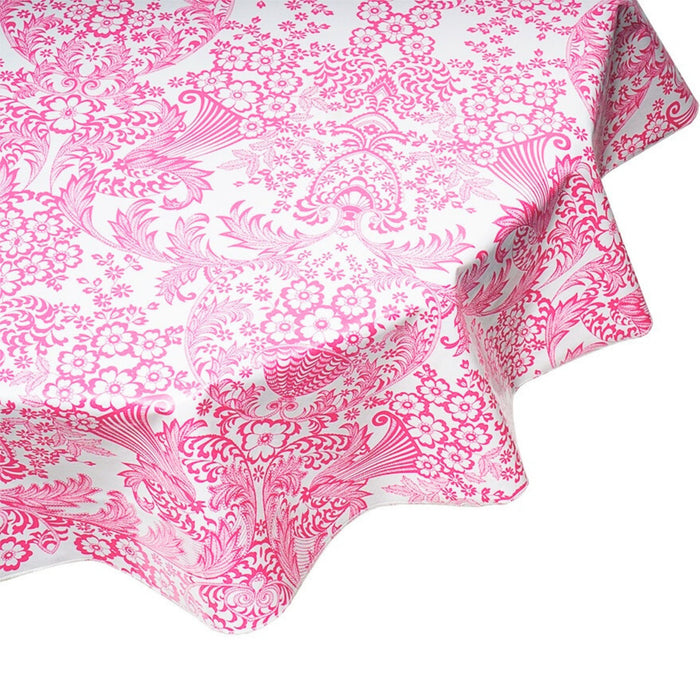freckled sage round toile pink oilcloth tablecloth