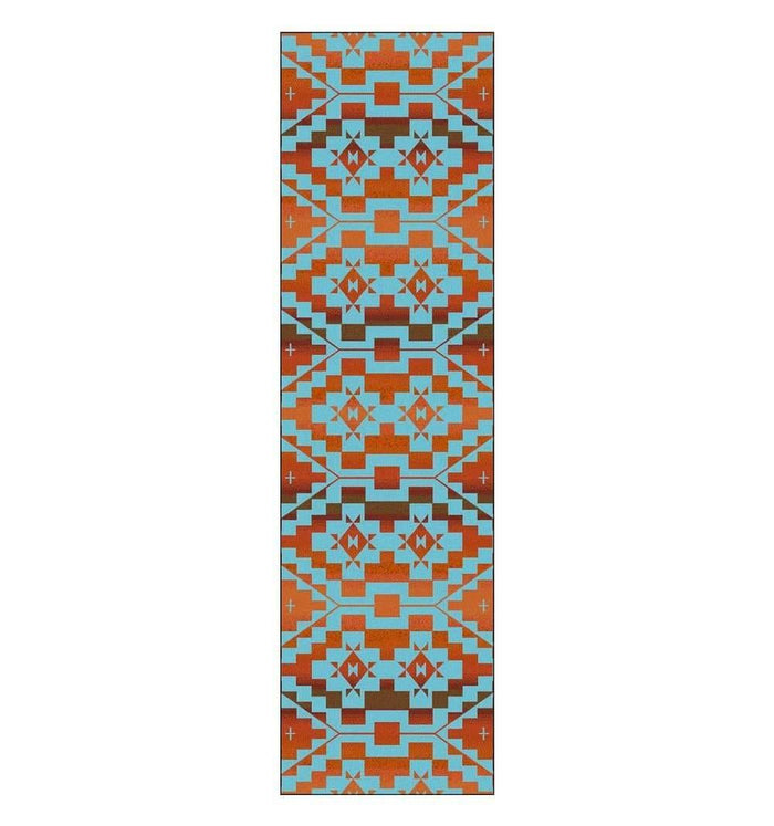 Turquoise blue, red, orange Sacred Trails Southwestern Floor Runner - Made in the USA - Your Western Decor