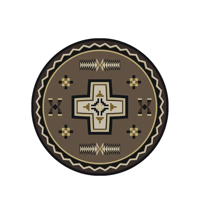 Saint Cross Taupe Round Area Rug - American Made - Your Western Decor