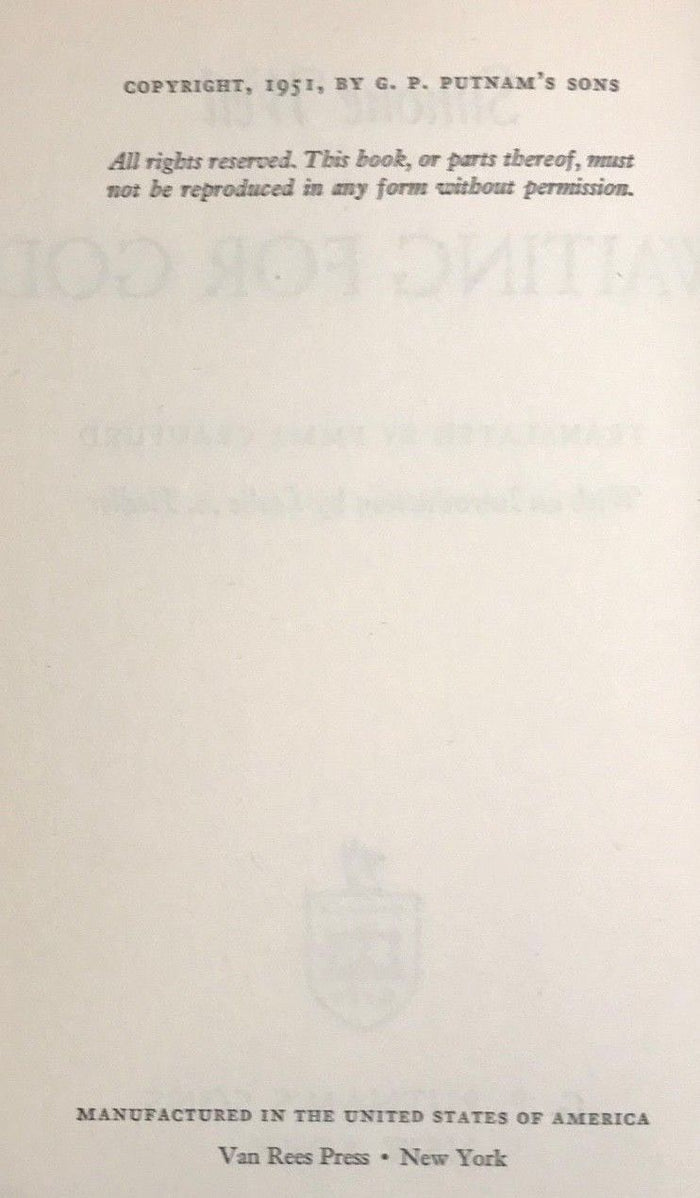 SIMONE WEIL - WAITING FOR GOD 1st/1st US Edition 1951 HC/DJ Religious Philosophy