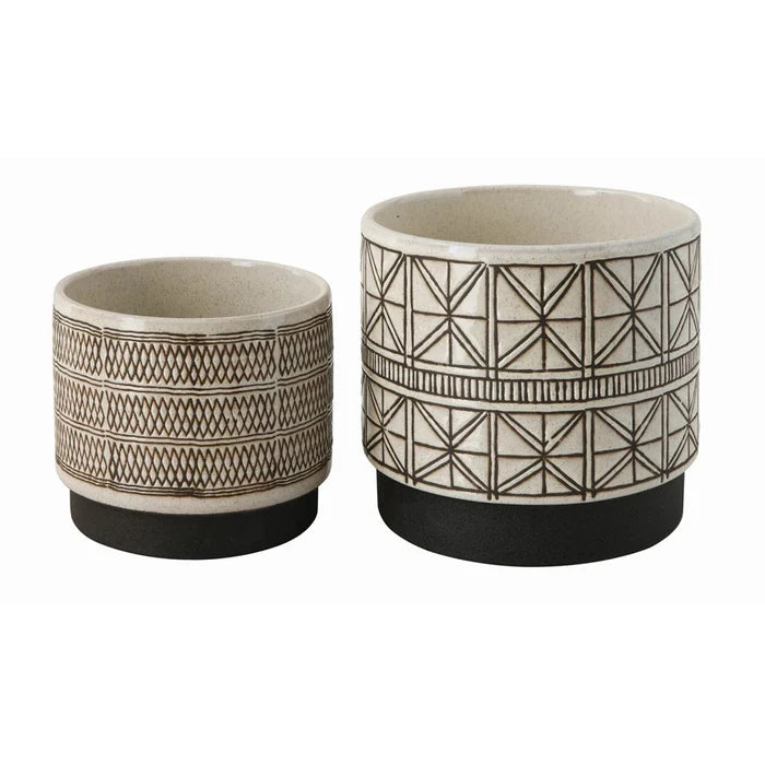 Sketchy Style Stoneware Planters
