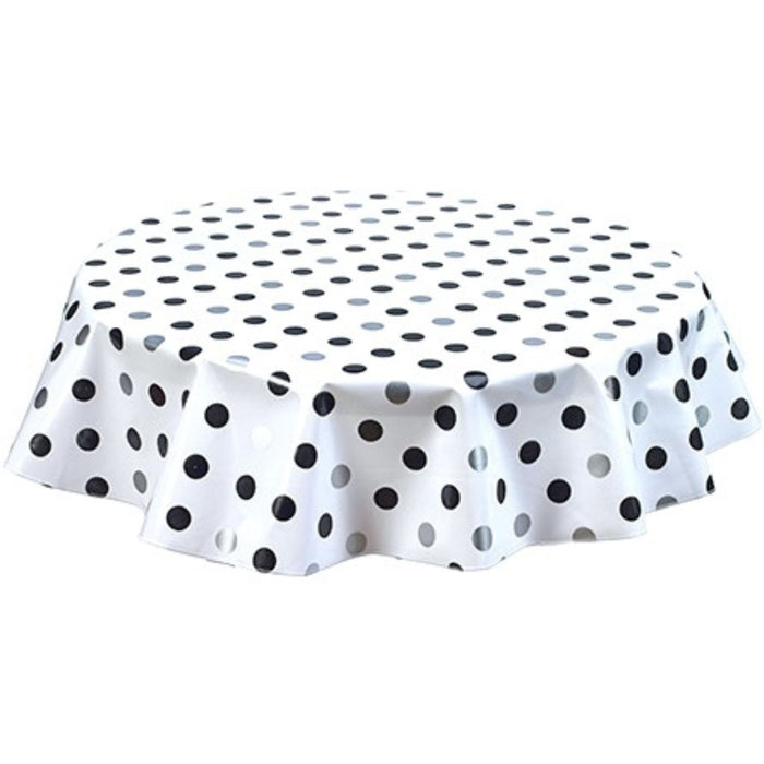 freckled sage round big dot silver oilcloth tablecloth