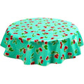 freckled sage round cherry aqua oilcloth tablecloth