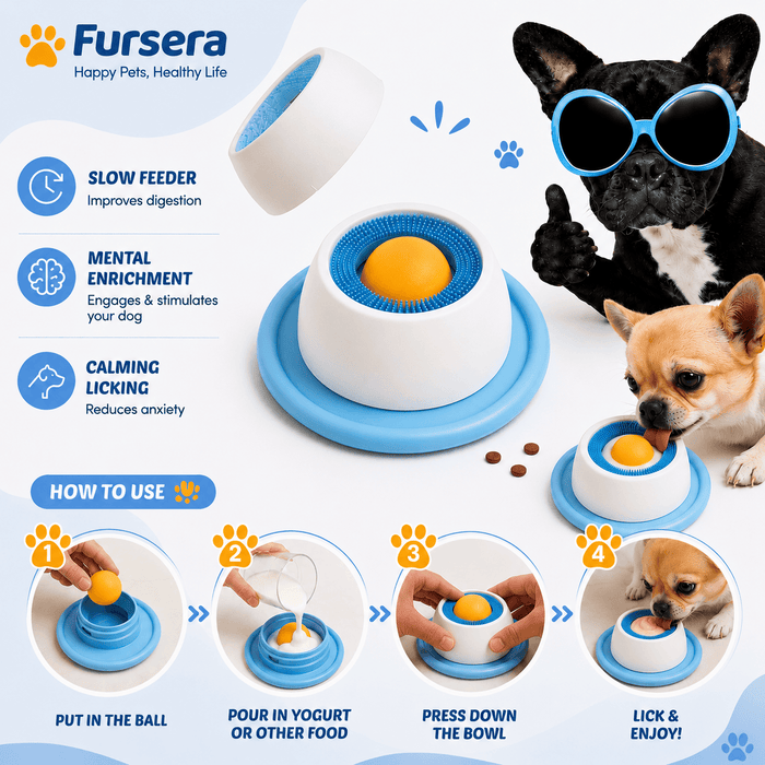 Slow Feeder Dog Bowl for Liquid Treats Non-Slip & Easy Clean