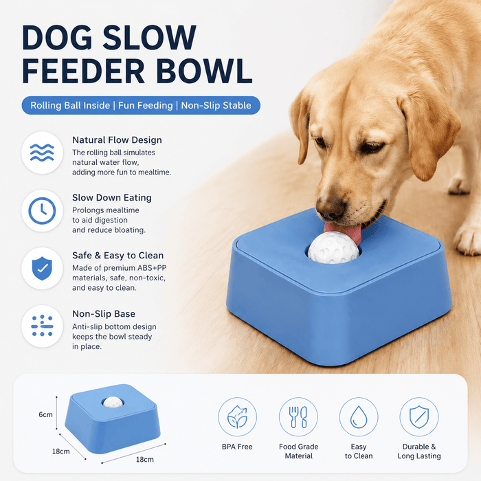 Slow Feeding Dog Bowl with Rolling Treat Ball Fursera