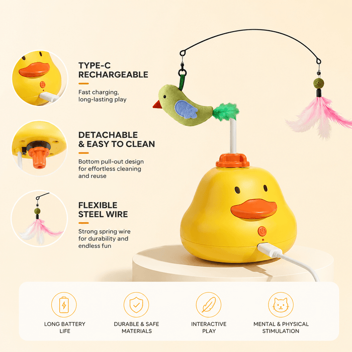 Smart Automatic Cat Teaser Toy with Motion Sensor & Bird Sound Fursera
