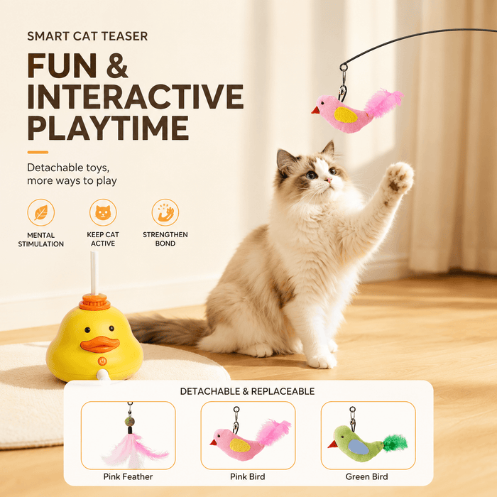 Smart Automatic Cat Teaser Toy with Motion Sensor & Bird Sound Fursera