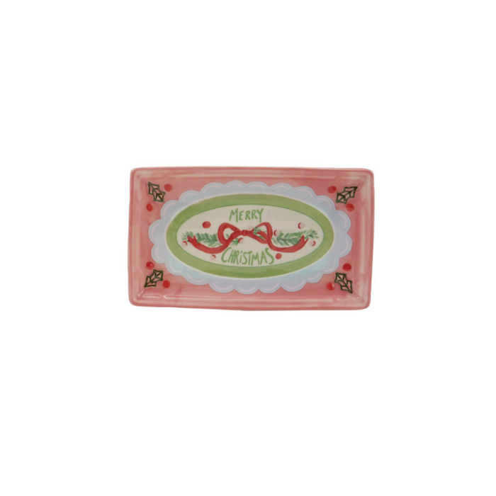 Soft Holiday Whimsy Stoneware Dish - Merry Christmas
