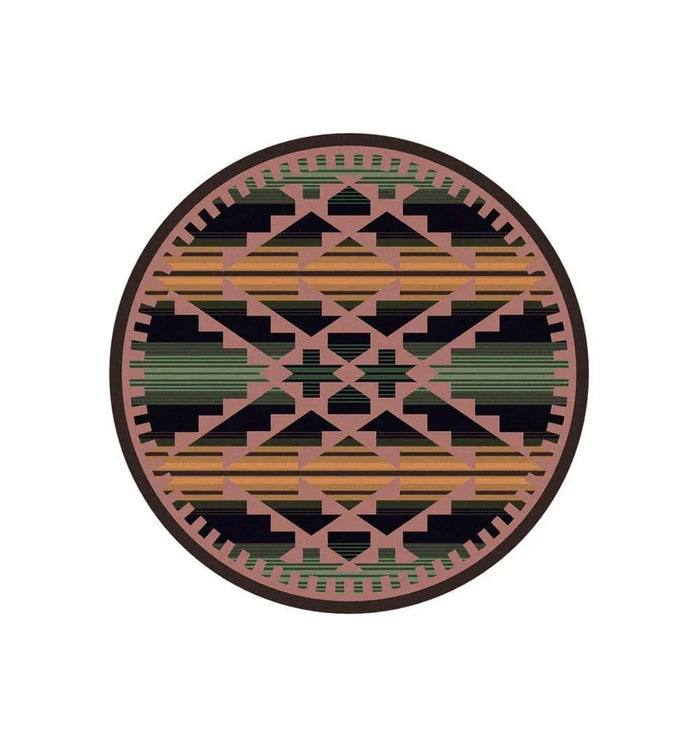Southwest Saddle Blanket 8' Round Rugs - Made in the USA - Your Western Decor, LLC