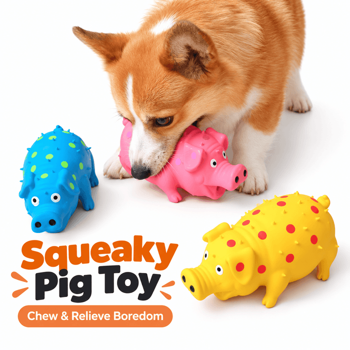 Squeaky Pig Dog Toy – Soft Latex Chew Toy Fursera